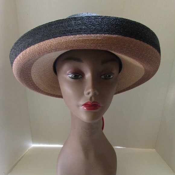 SALE Classic Vintage Mr. John Jr Straw Hat Bands of Black Beige & Tan main image 11